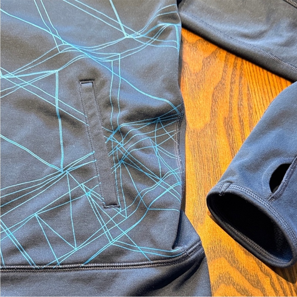 The North Face full zip fleece lined geometric pattern hoodie Blue Jacket S - Picture 6 of 7